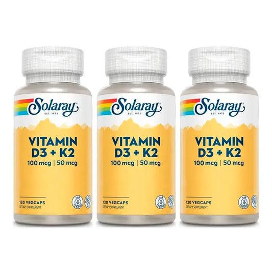 Solaray Vitamina D3 & K2 (Mk7) Pack 3 x 120 Cápsulas