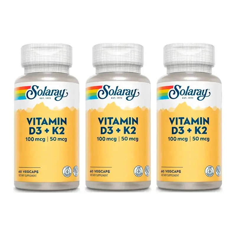 Solaray Vitamina D3 & K2 Pack 3 x 60 Cápsulas