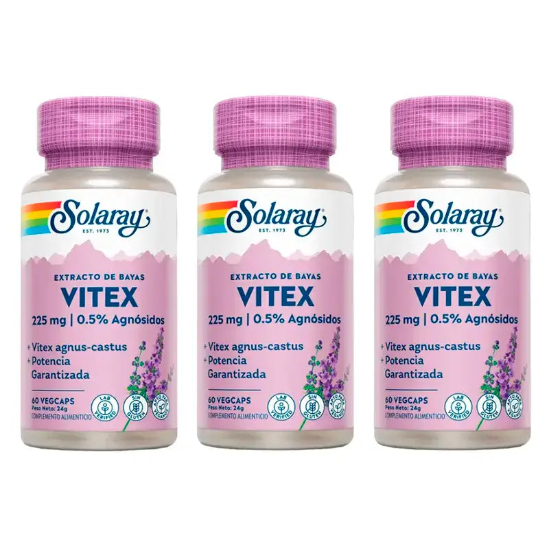 Solaray Vitex (Sauzgatillo) Pack 3 x 60 Cápsulas
