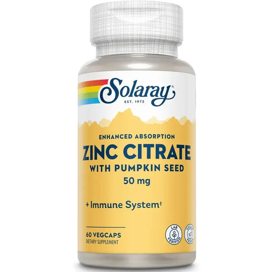 Solaray Zinc Con Semillas De Calabaza, 60 cápsulas veganas