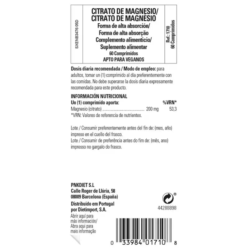 Solgar Citrato de Magnesio, 120 Comprimidos