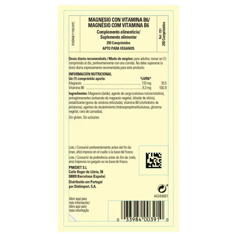 Solgar Magnesio con Vitamina B6, 250 Comprimidos