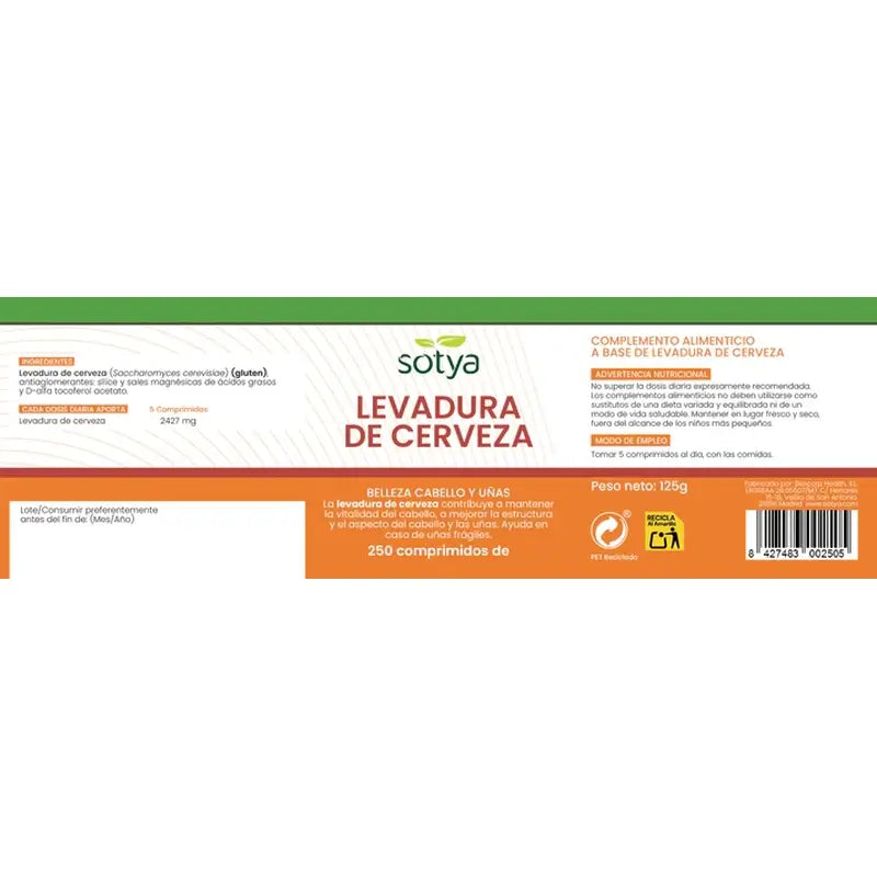 Sotya Levadura Cerveza 500 Mg, 250 Comprimidios