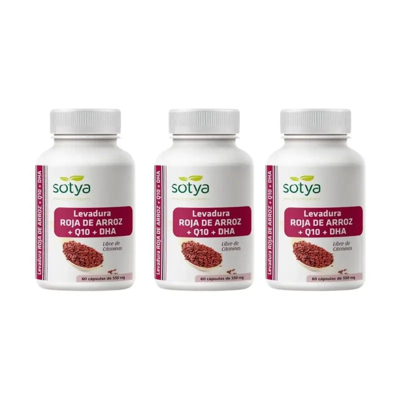 Sotya Levadura Roja De Arroz + Q10 + Dha, 3X60 Cápsulas