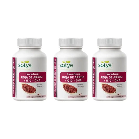 Sotya Levadura Roja De Arroz + Q10 + Dha, 3X60 Cápsulas