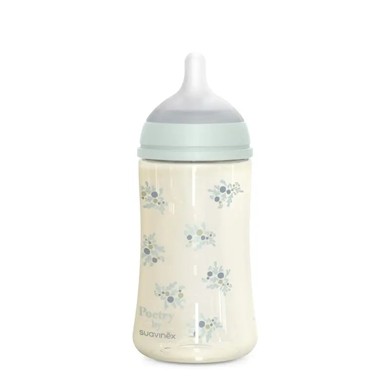 Suavinex Biberón 270 Ml, Flujo Medio (M), +3 Meses, Poetry Azul