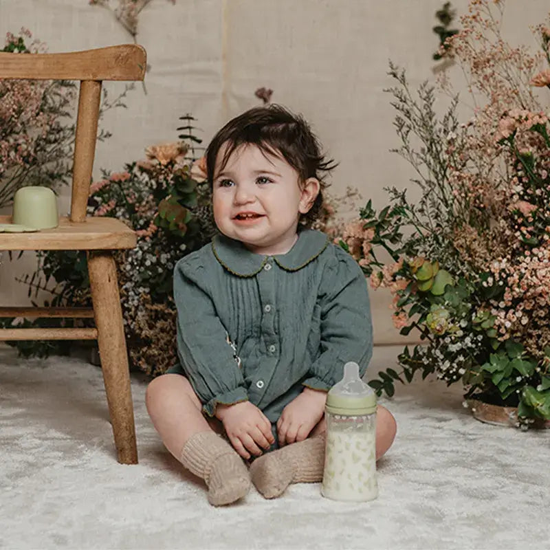 Suavinex Biberón 270 Ml, Flujo Medio (M), +3 Meses, Poetry Rosa