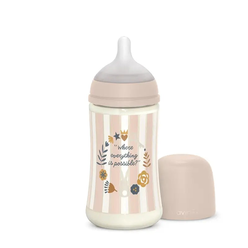 Suavinex Biberón 270 Ml, Flujo Medio (M), +3 Meses, Wonderland Rosa
