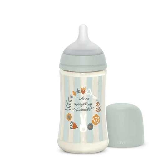 Suavinex Biberón 270 Ml, Flujo Medio (M), +3 Meses, Wonderland Verde
