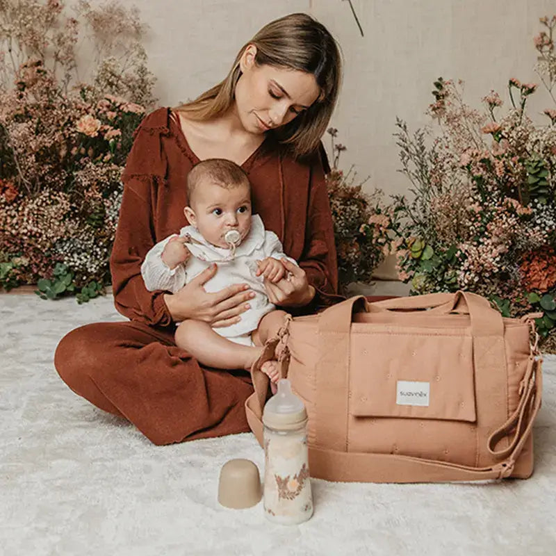 Suavinex Biberón 360 Ml, Flujo Denso (L), +6 Meses, Poetry Beige