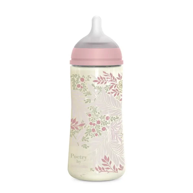 Suavinex Biberón 360 Ml, Flujo Denso (L), +6 Meses, Poetry Rosa