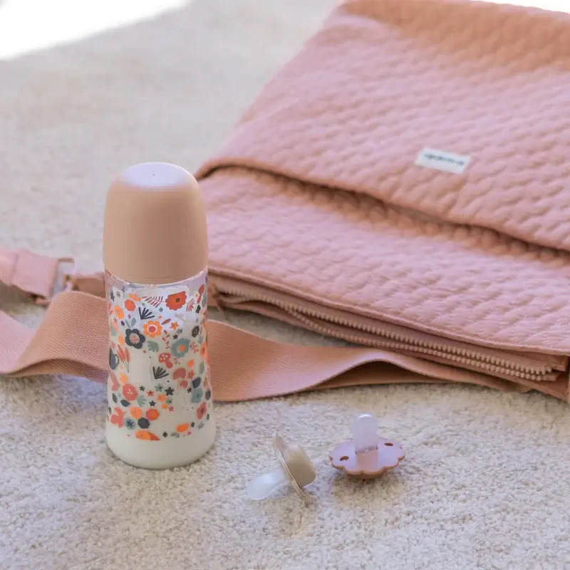 Suavinex Biberón 360 Ml, Flujo Denso (L), +6 Meses, Wonderland Flores Rosa