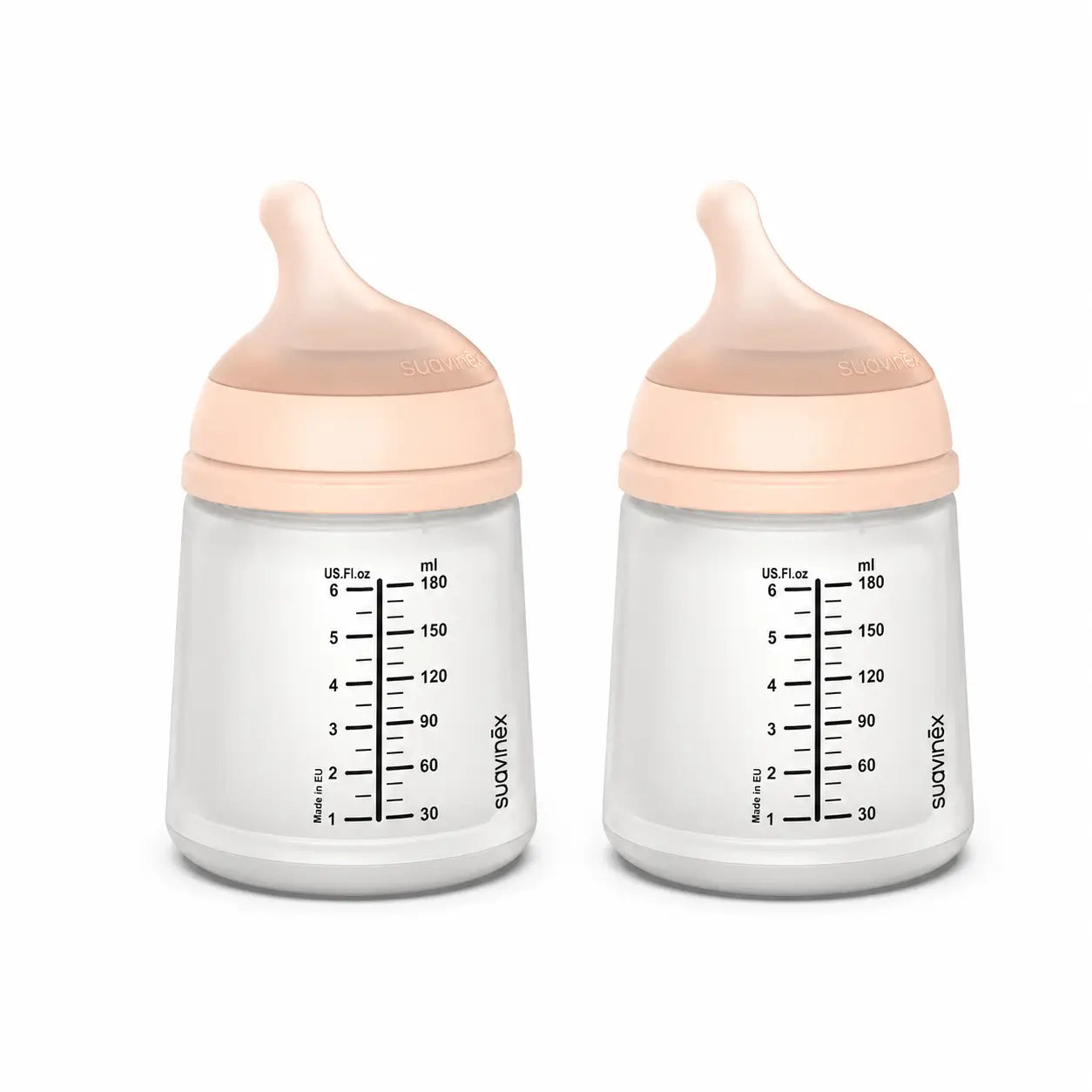 Suavinex Biberón Anticólico Zero Zero 180 Ml, Flujo Adaptable (A), +0 Meses, Fair , pack 2