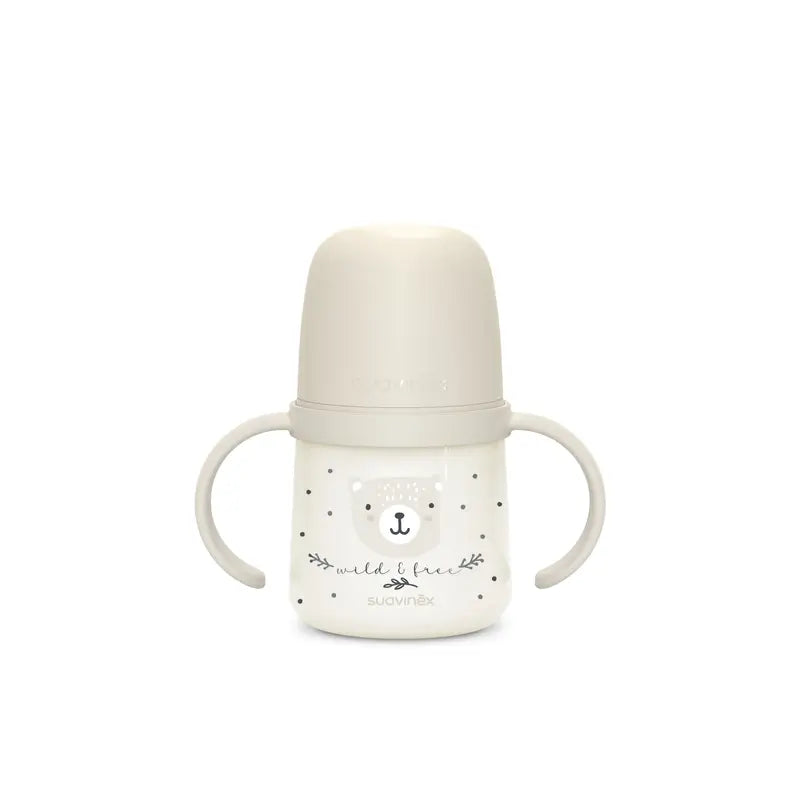 Suavinex Biberón Nocturno Night & Day +6 Meses Wild&Free Gris, 150 ml