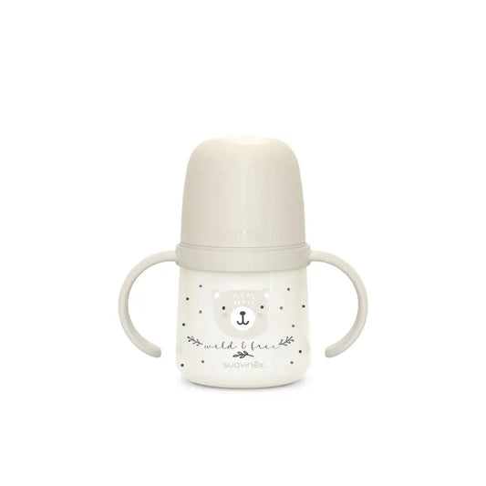 Suavinex Biberón Nocturno Night & Day +6 Meses Wild&Free Gris, 150 ml