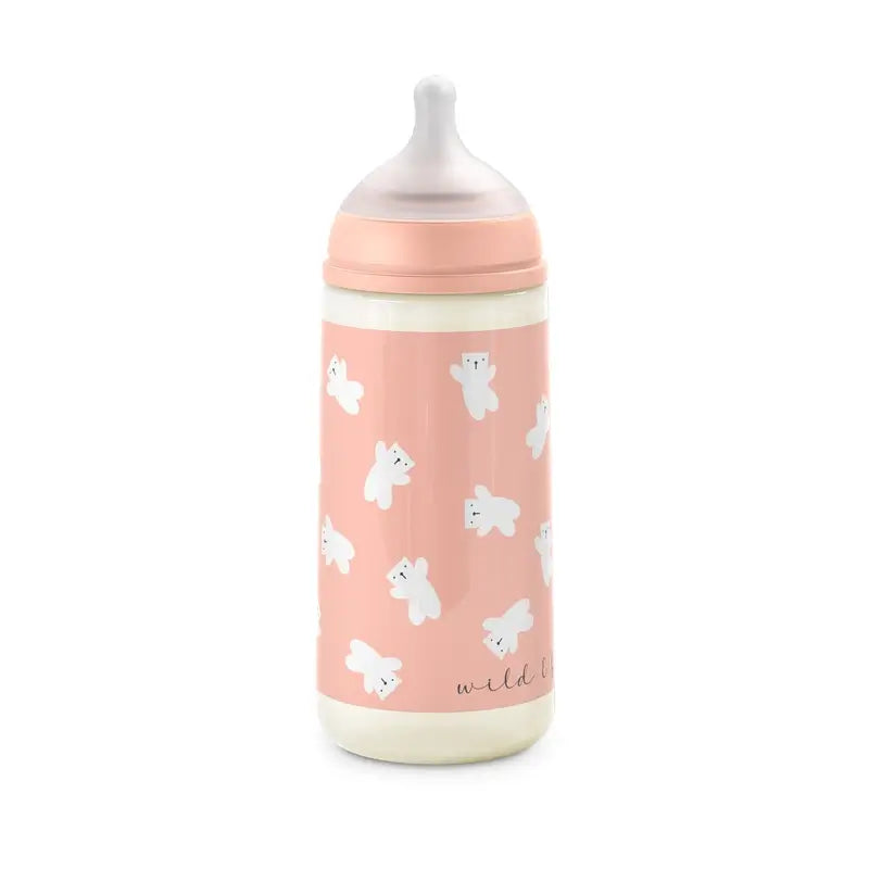 Suavinex Biberón Tetina Sx Pro De Flujo Denso (L) +6 Meses Wild&Free Rosa, 360 ml
