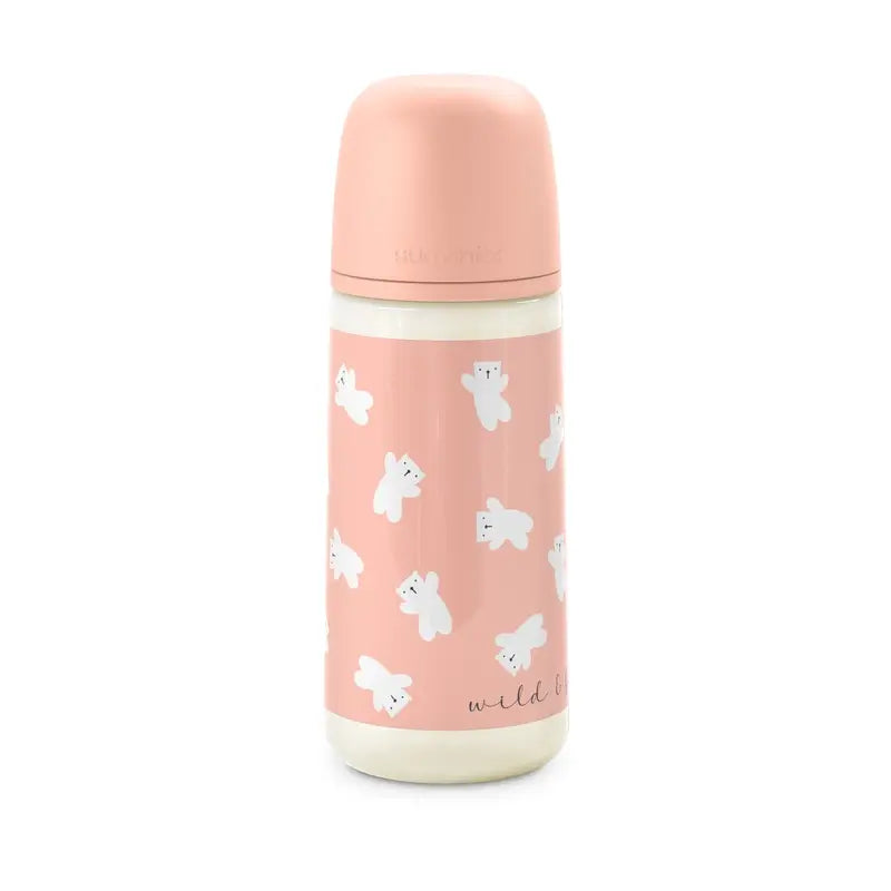 Suavinex Biberón Tetina Sx Pro De Flujo Denso (L) +6 Meses Wild&Free Rosa, 360 ml
