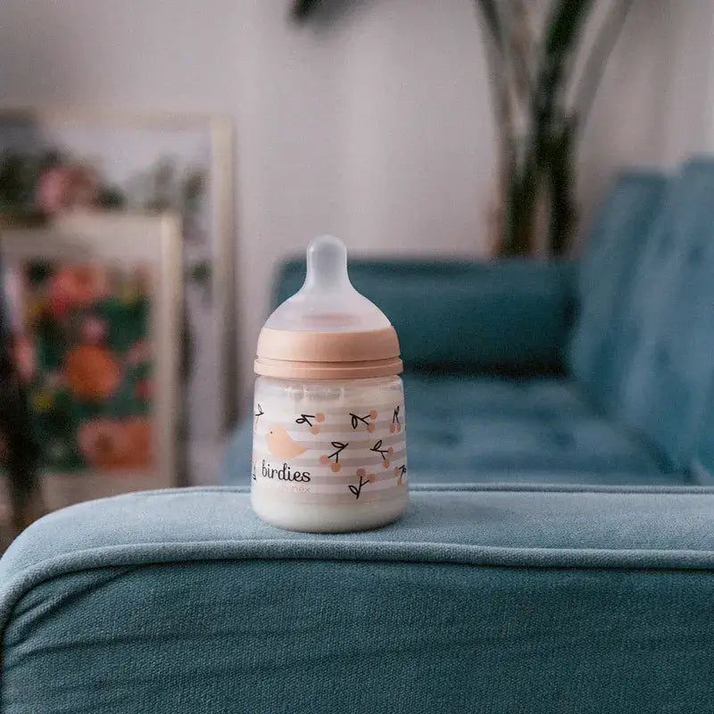 Suavinex Biberón Tetina Sx Pro Flujo Lento (S) +0 Meses Birdies Rosa, 150 ml