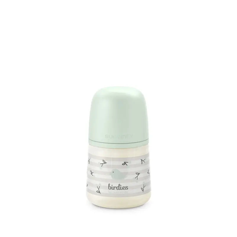 Suavinex Biberón Tetina Sx Pro Flujo Lento (S) +0 Meses Birdies Verde, 150 ml