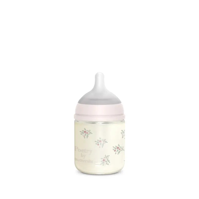 Suavinex Biberón Vidrio 120 Ml, Flujo Lento (S), +0 Meses, Poetry Rosa