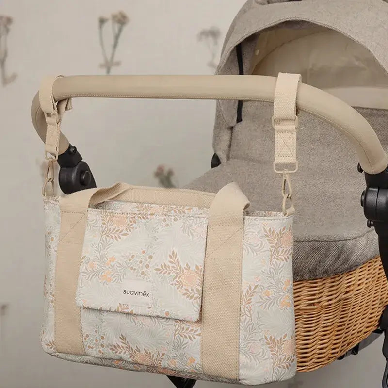 Suavinex Bolso Carro Bebé Panera Estampado Rectangular Poetry Beige