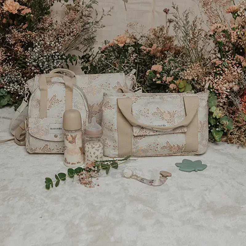 Suavinex Bolso Carro Bebé Panera Estampado Rectangular Poetry Beige