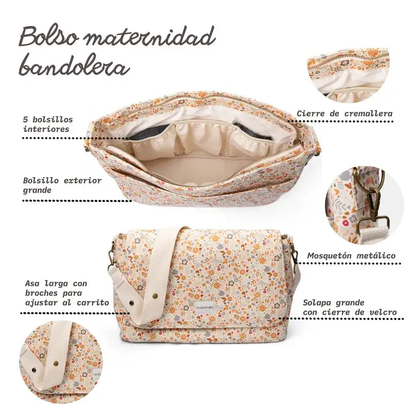 Suavinex Bolso Maternidad Bandolera, Beige