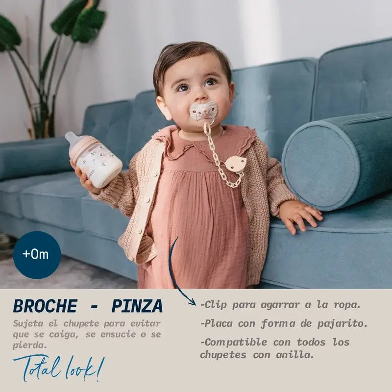 Suavinex Broche Pinza Sujetachupetes +0 Meses Birdies Rosa