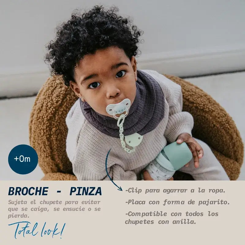 Suavinex Broche Pinza Sujetachupetes +0 Meses Birdies Verde