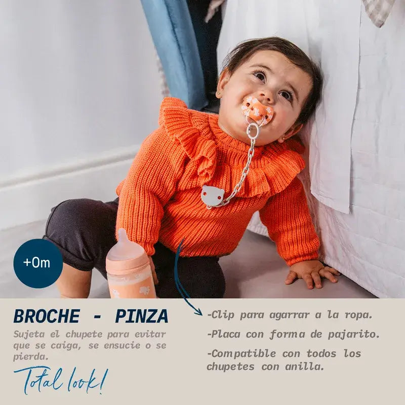 Suavinex Broche Pinza Sujetachupetes +0 Meses Wild&Free Beige