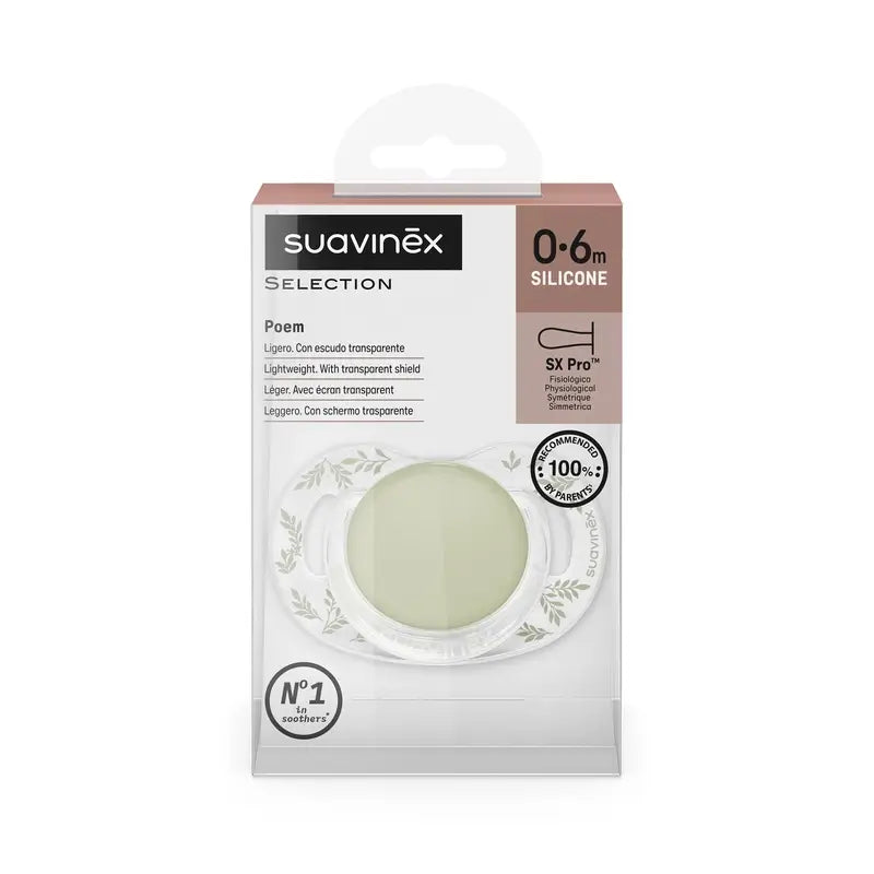 Suavinex Chupete Sx Pro 0/6 Meses, Poetry Verde