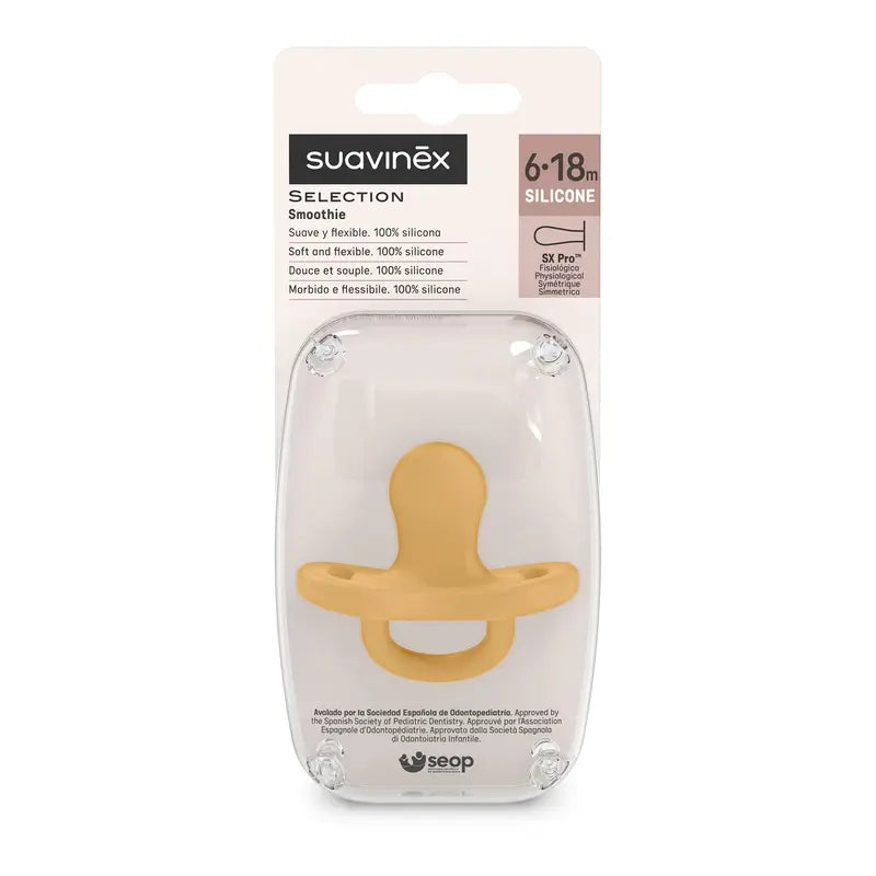 Suavinex Chupete Todo Silicona Fisiológico Sx Pro, 6/18 Meses, Honey