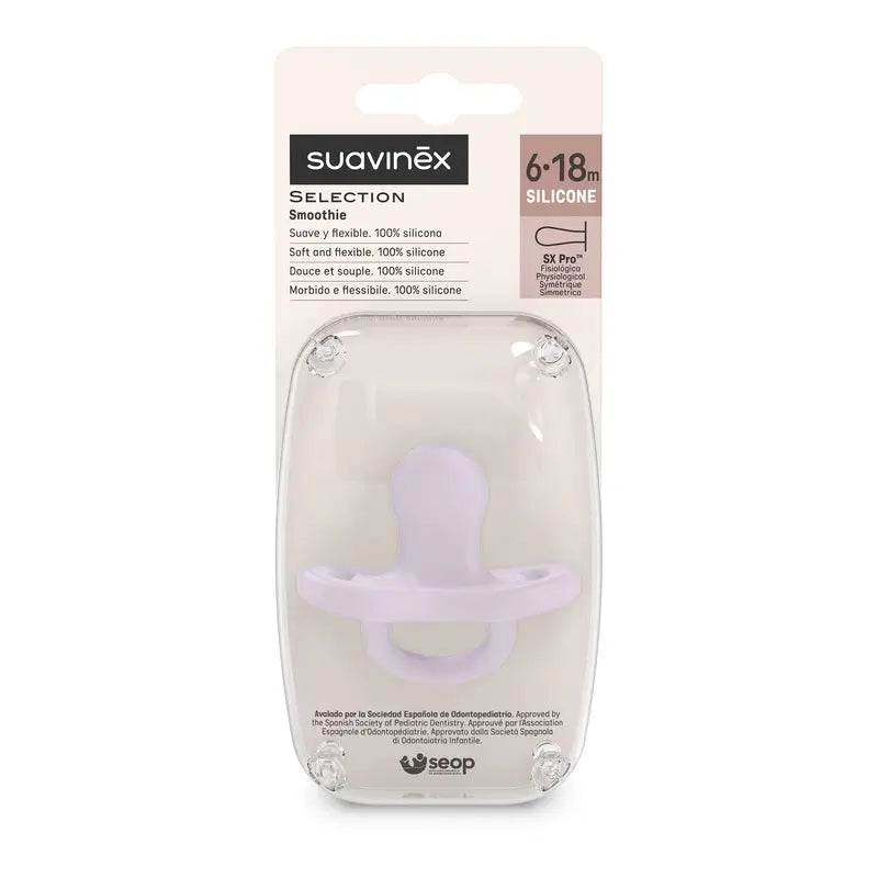 Suavinex Chupete Todo Silicona Fisiológico Sx Pro, 6/18 Meses, Lavender