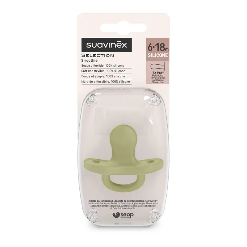 Suavinex Chupete Todo Silicona Fisiológico Sx Pro, 6/18 Meses, Turtle Green