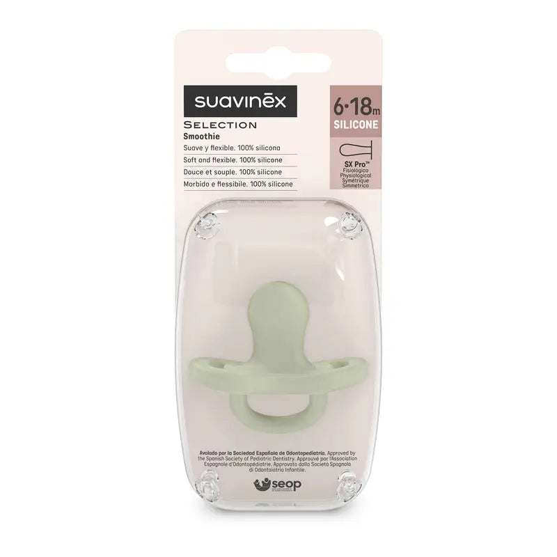 Suavinex Chupete Todo Silicona Fisiológico Sx Pro, 6/18 Meses, Verde