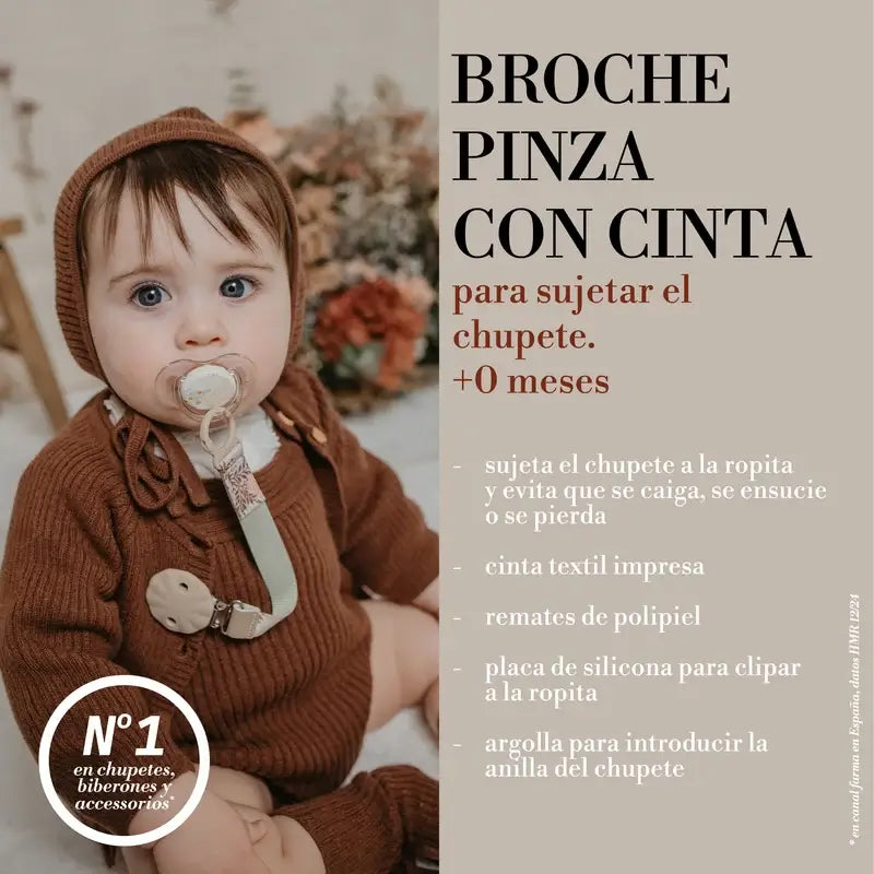 Suavinex Chupetero De Tela +0 Meses, Poetry Beige