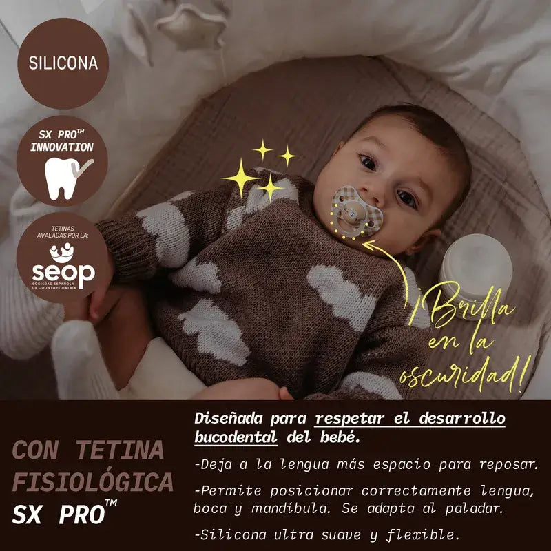 Suavinex Chupetes Nocturnos Night & Day Tetina Sx Pro 0/6 Meses Azul, 2 unidades