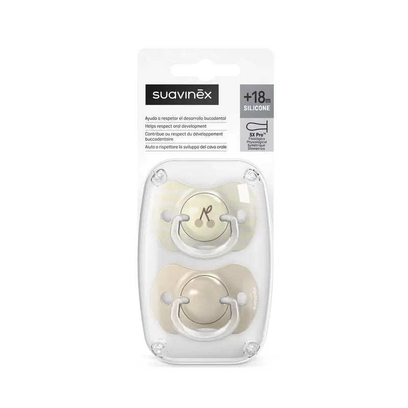 Suavinex Chupetes Tetina Sx Pro +18 Meses Birdies Beige, 2 unidades