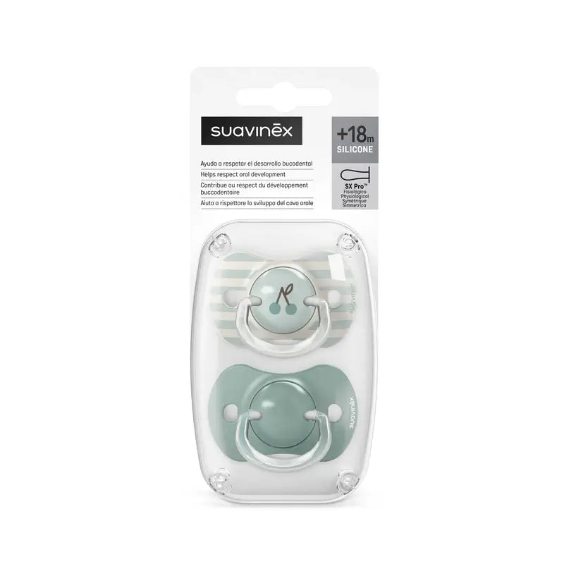 Suavinex Chupetes Tetina Sx Pro +18 Meses Birdies Verde, 2 unidades