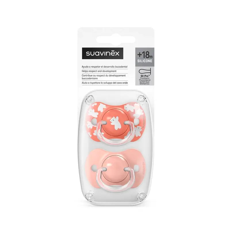 Suavinex Chupetes Tetina Sx Pro +18 Meses Wild&Free Rosa, 2 unidades