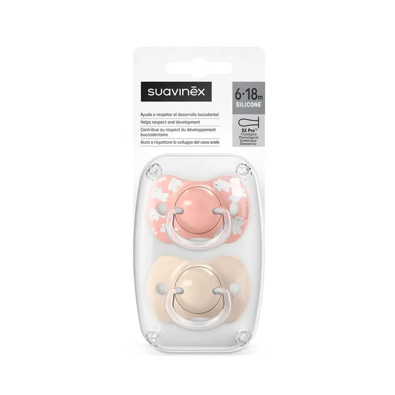 Suavinex Chupetes Tetina Sx Pro 6/18 Meses Wild&Free Rosa, 2 unidades