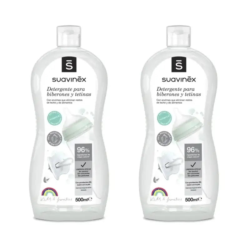 Suavinex Detergente Para Biberones Y Tetinas, 2x500 ml