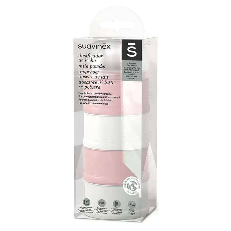 Suavinex Dosificador Leche Y Cereales 4 Compartimentos, Rosa