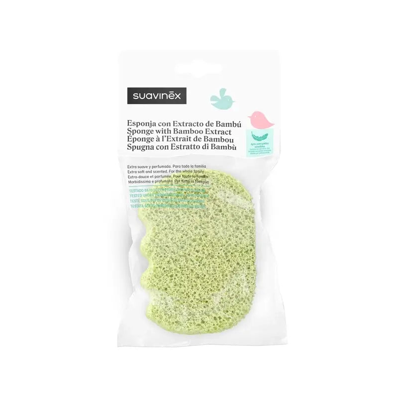 Suavinex Esponja De Baño Con Extracto De Bambú, +0 Meses / Familiar