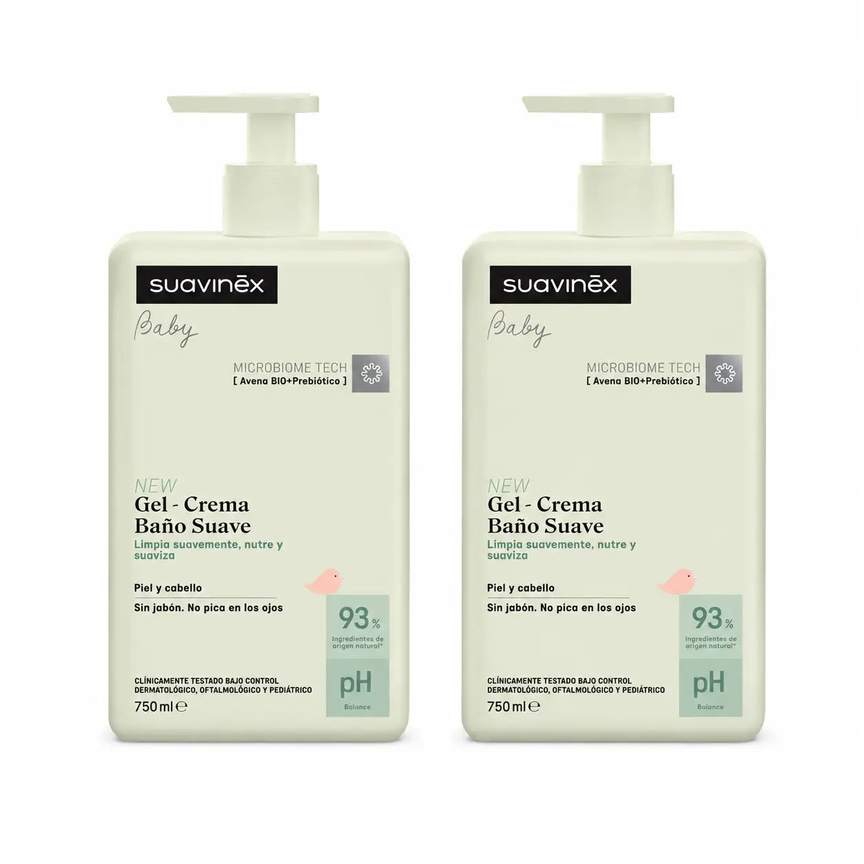 Suavinex Gel - Crema Baño Suave Para Bebés, 750 Ml , pack 2