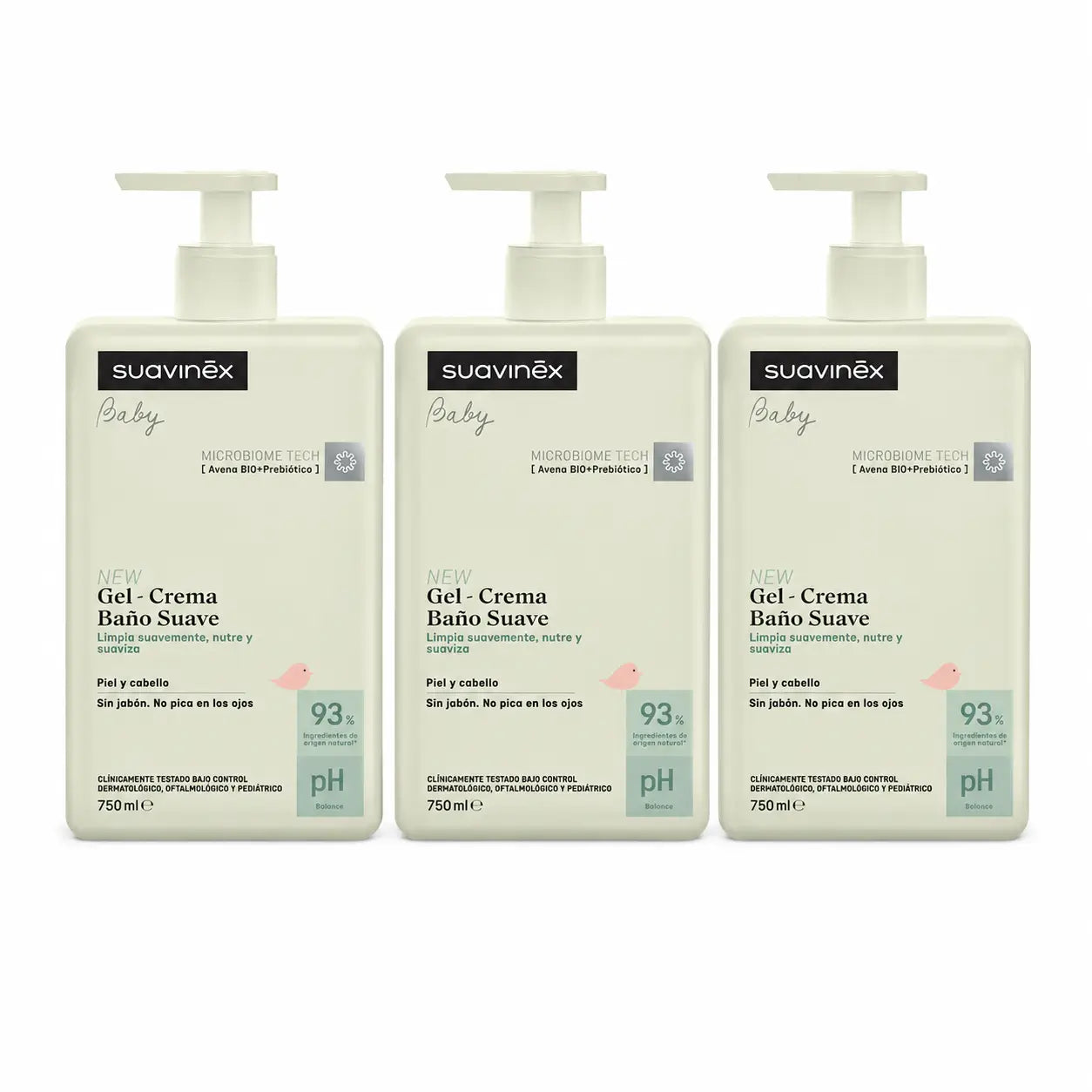 Suavinex Gel - Crema Baño Suave Para Bebés, 750 Ml , pack 3