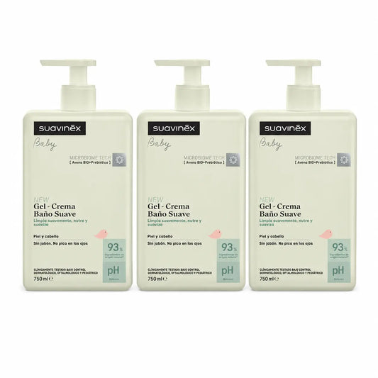 Suavinex Gel - Crema Baño Suave Para Bebés, 750 Ml , pack 3