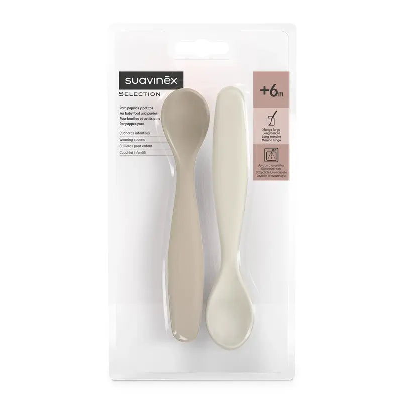 Suavinex Pack 2 Cucharas De Aprendizaje, +6 Meses, Beige