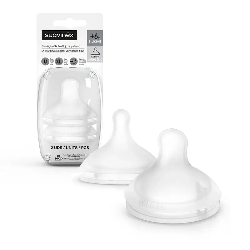 Suavinex Pack 2 Tetinas Sx Pro Silicona, Flujo Muy Denso (Xl)