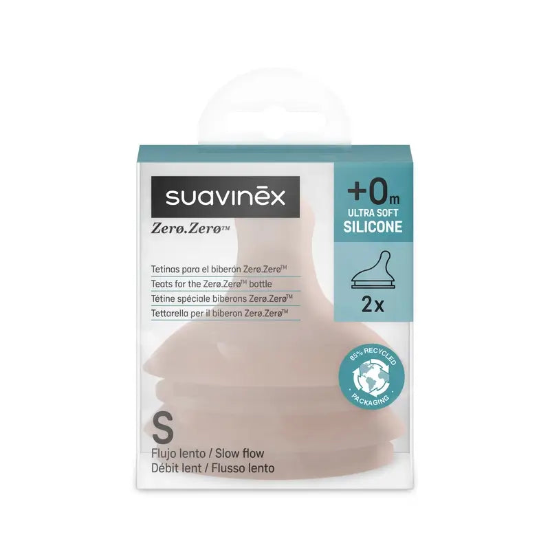 Suavinex Pack 2 Tetinas Zero Zero Flujo Lento (S), +0 Meses, Deep